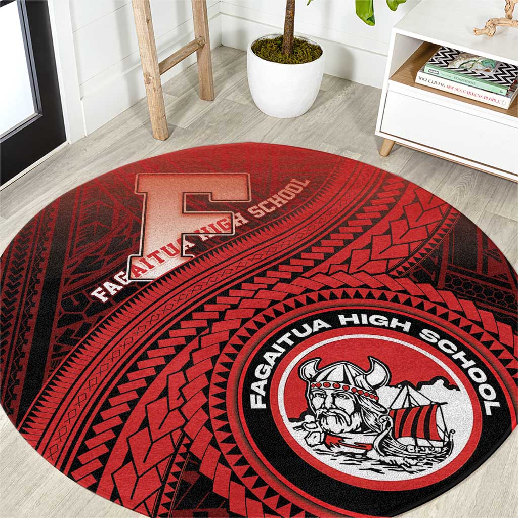 Fagaitua High School Round Carpet Polynesian Tribal Pattern LT05 Red - Polynesian Pride