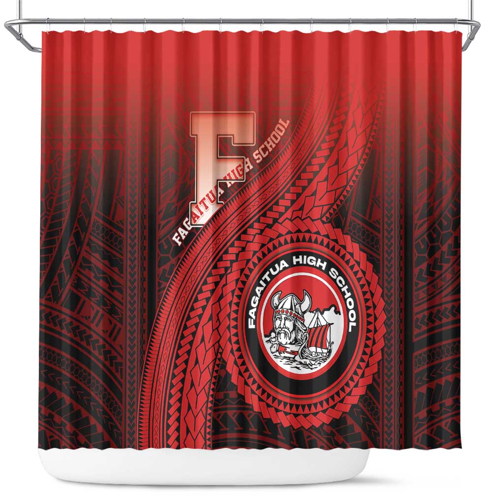 Fagaitua High School Shower Curtain Polynesian Tribal Pattern LT05 Red - Polynesian Pride