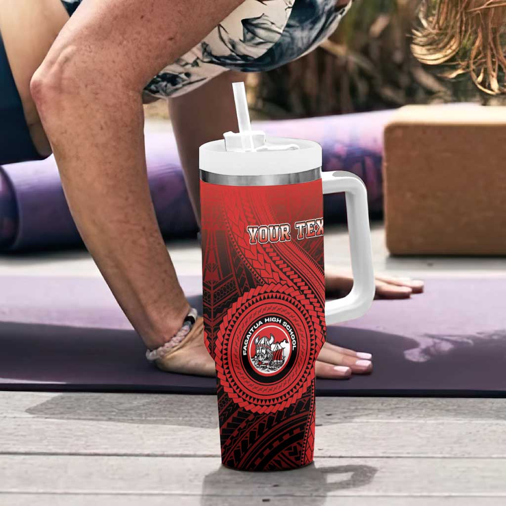 Personalized Fagaitua High School Tumbler With Handle Polynesian Tribal Pattern