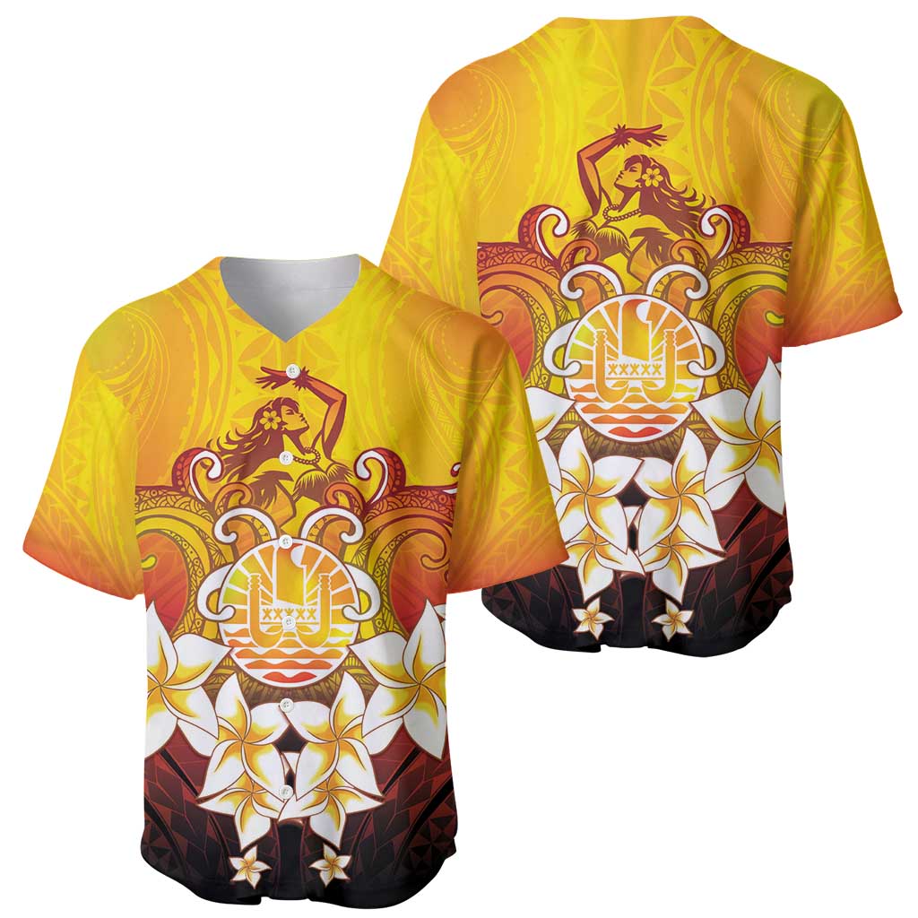 Tahiti Heiva Festival Baseball Jersey Tahitian Vahine Plumeria Flowers LT05 - Polynesian Pride