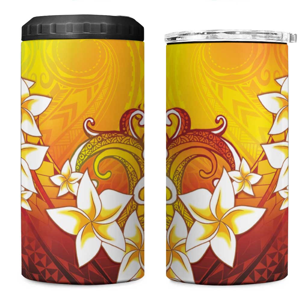 Tahiti Heiva Festival 4 in 1 Can Cooler Tumbler Tahitian Vahine Plumeria Flowers LT05 One Size: 16 oz Yellow - Polynesian Pride