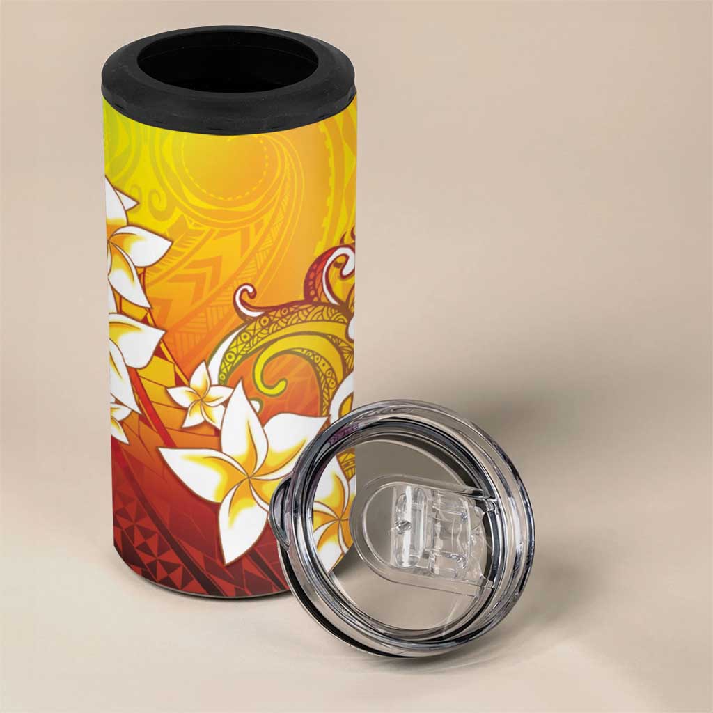 Tahiti Heiva Festival 4 in 1 Can Cooler Tumbler Tahitian Vahine Plumeria Flowers LT05 - Polynesian Pride