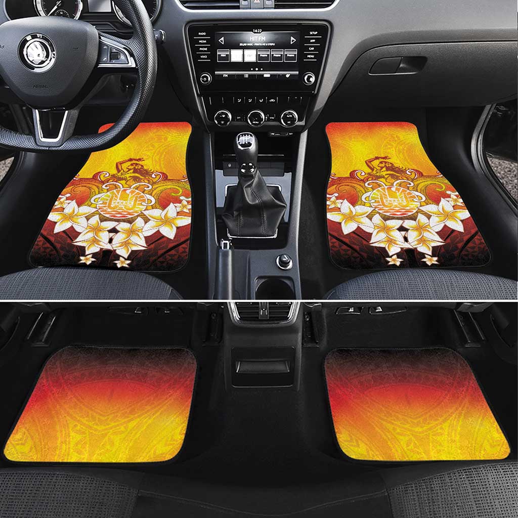 Tahiti Heiva Festival Car Mats Tahitian Vahine Plumeria Flowers LT05 Set 4pcs Yellow - Polynesian Pride