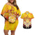 Tahiti Heiva Festival Couples Matching Off Shoulder Short Dress and Hawaiian Shirt Tahitian Vahine Plumeria Flowers