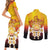 Tahiti Heiva Festival Couples Matching Short Sleeve Bodycon Dress and Long Sleeve Button Shirt Tahitian Vahine Plumeria Flowers