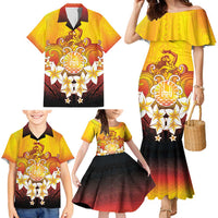 Tahiti Heiva Festival Family Matching Mermaid Dress and Hawaiian Shirt Tahitian Vahine Plumeria Flowers LT05 - Polynesian Pride