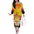 Tahiti Heiva Festival Family Matching Off The Shoulder Long Sleeve Dress and Hawaiian Shirt Tahitian Vahine Plumeria Flowers
