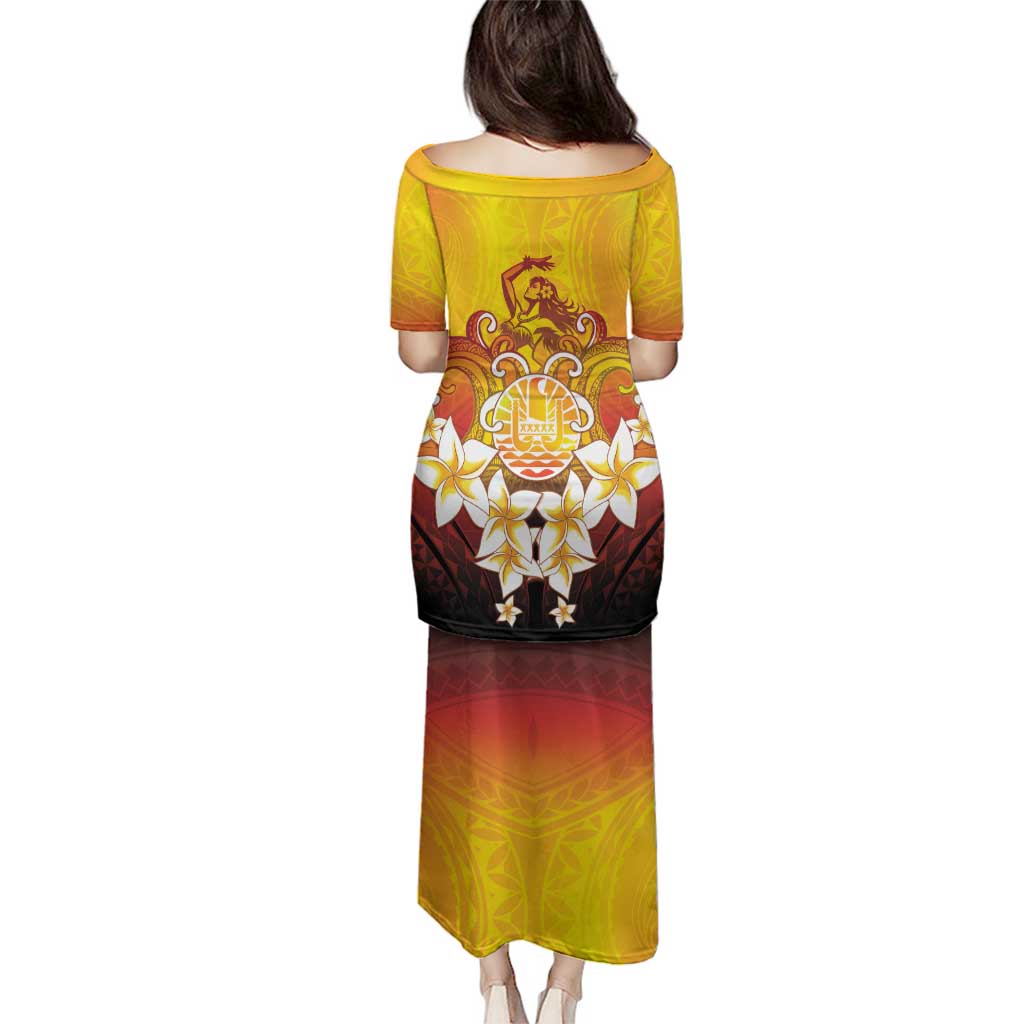 Tahiti Heiva Festival Family Matching Puletasi and Hawaiian Shirt Tahitian Vahine Plumeria Flowers LT05 - Polynesian Pride
