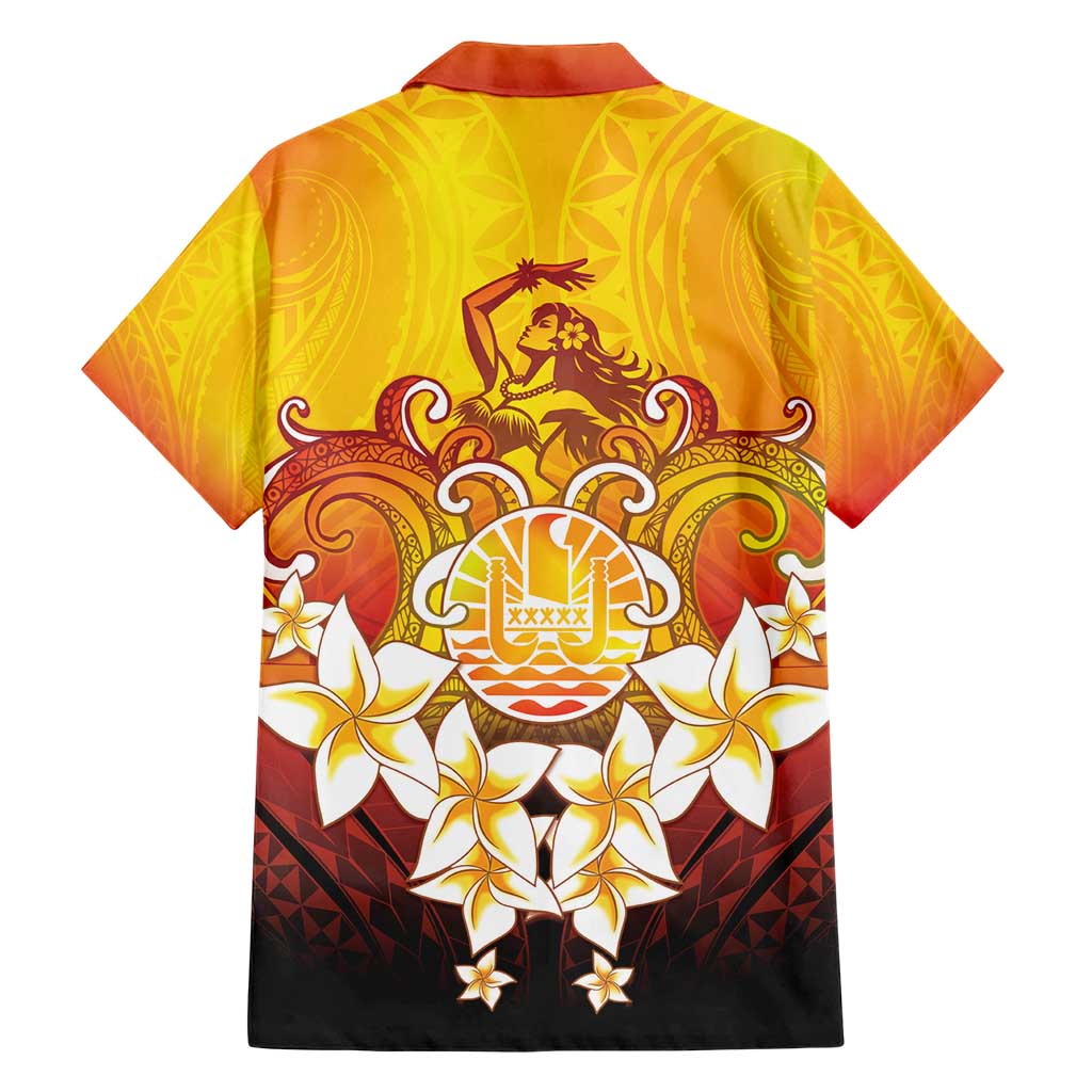 Tahiti Heiva Festival Family Matching Short Sleeve Bodycon Dress and Hawaiian Shirt Tahitian Vahine Plumeria Flowers LT05 - Polynesian Pride