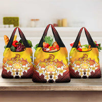 Tahiti Heiva Festival Grocery Bag Tahitian Vahine Plumeria Flowers LT05 3-pack One Size Yellow - Polynesian Pride