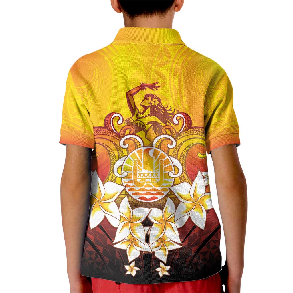 Tahiti Heiva Festival Kid Polo Shirt Tahitian Vahine Plumeria Flowers LT05 - Polynesian Pride