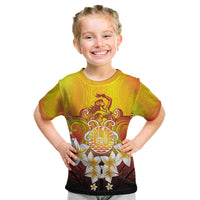 Tahiti Heiva Festival Kid T Shirt Tahitian Vahine Plumeria Flowers LT05 Yellow - Polynesian Pride