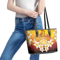 Tahiti Heiva Festival Leather Tote Bag Tahitian Vahine Plumeria Flowers LT05 - Polynesian Pride