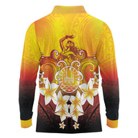 Tahiti Heiva Festival Long Sleeve Polo Shirt Tahitian Vahine Plumeria Flowers LT05 - Polynesian Pride