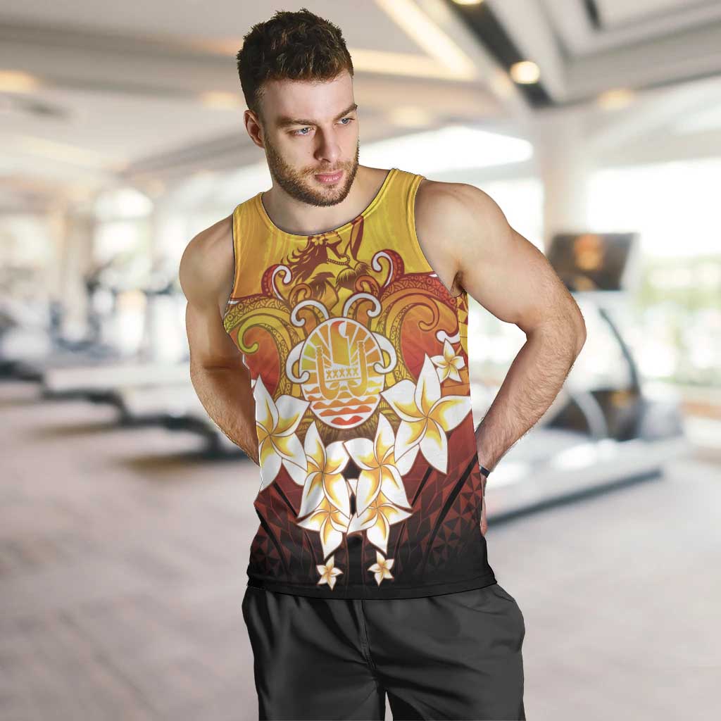 Tahiti Heiva Festival Men Tank Top Tahitian Vahine Plumeria Flowers LT05 Yellow - Polynesian Pride