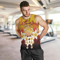 Tahiti Heiva Festival Men Tank Top Tahitian Vahine Plumeria Flowers LT05 Yellow - Polynesian Pride