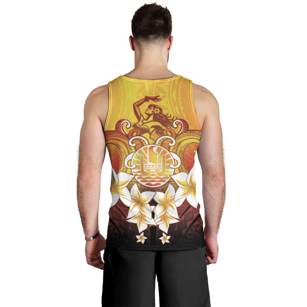 Tahiti Heiva Festival Men Tank Top Tahitian Vahine Plumeria Flowers LT05 - Polynesian Pride