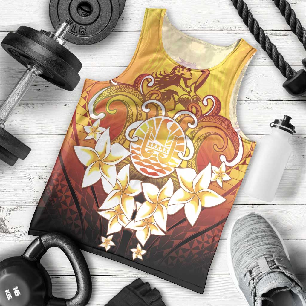 Tahiti Heiva Festival Men Tank Top Tahitian Vahine Plumeria Flowers LT05 - Polynesian Pride