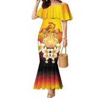 Tahiti Heiva Festival Mermaid Dress Tahitian Vahine Plumeria Flowers LT05 Women Yellow - Polynesian Pride