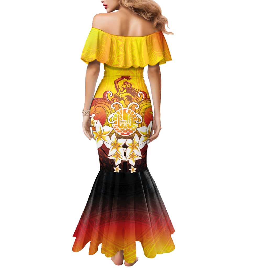 Tahiti Heiva Festival Mermaid Dress Tahitian Vahine Plumeria Flowers LT05 - Polynesian Pride