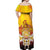Tahiti Heiva Festival Off Shoulder Maxi Dress Tahitian Vahine Plumeria Flowers