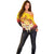 Tahiti Heiva Festival Off Shoulder Sweater Tahitian Vahine Plumeria Flowers