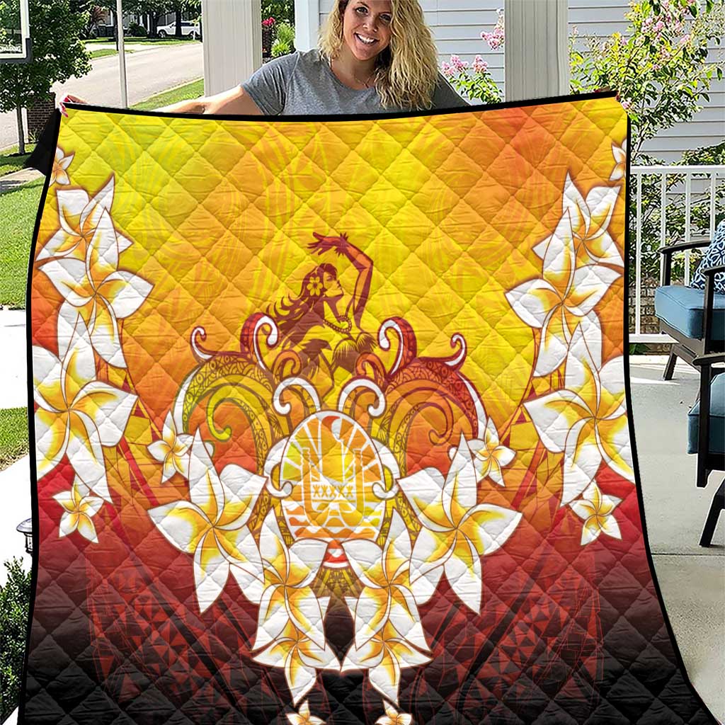 Tahiti Heiva Festival Quilt Tahitian Vahine Plumeria Flowers LT05 Yellow - Polynesian Pride