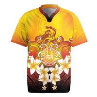 Tahiti Heiva Festival Rugby Jersey Tahitian Vahine Plumeria Flowers LT05 Yellow - Polynesian Pride