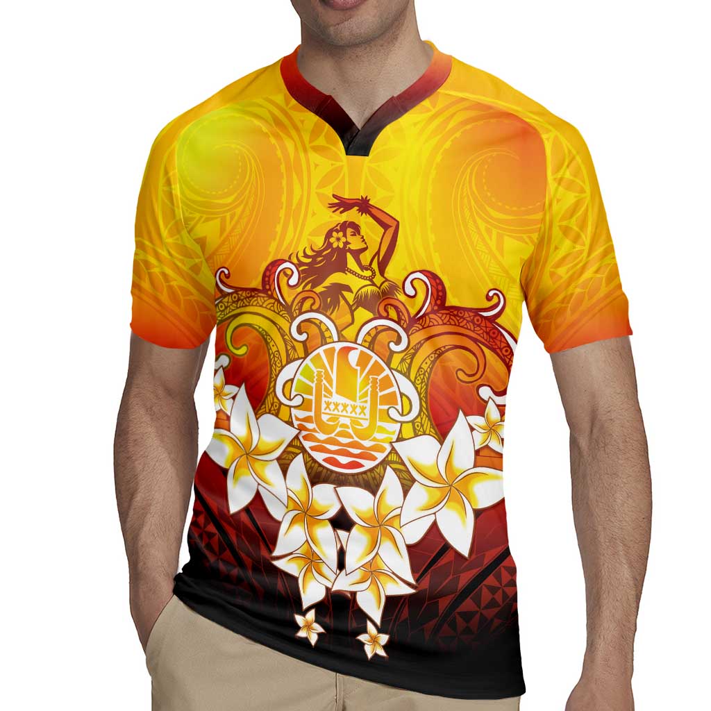 Tahiti Heiva Festival Rugby Jersey Tahitian Vahine Plumeria Flowers LT05 - Polynesian Pride