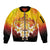 Tahiti Heiva Festival Sleeve Zip Bomber Jacket Tahitian Vahine Plumeria Flowers