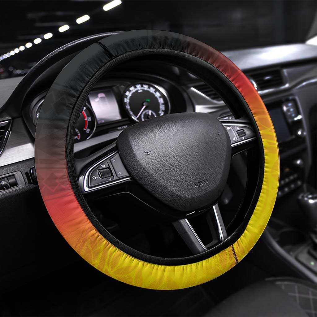 Tahiti Heiva Festival Steering Wheel Cover Tahitian Vahine Plumeria Flowers LT05 Universal Fit Yellow - Polynesian Pride