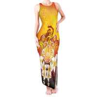 Tahiti Heiva Festival Tank Maxi Dress Tahitian Vahine Plumeria Flowers LT05 Women Yellow - Polynesian Pride