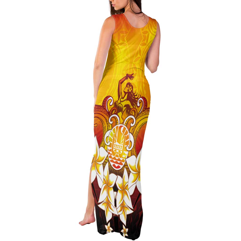 Tahiti Heiva Festival Tank Maxi Dress Tahitian Vahine Plumeria Flowers LT05 - Polynesian Pride
