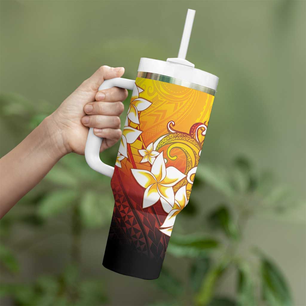 Tahiti Heiva Festival Tumbler With Handle Tahitian Vahine Plumeria Flowers LT05 - Polynesian Pride