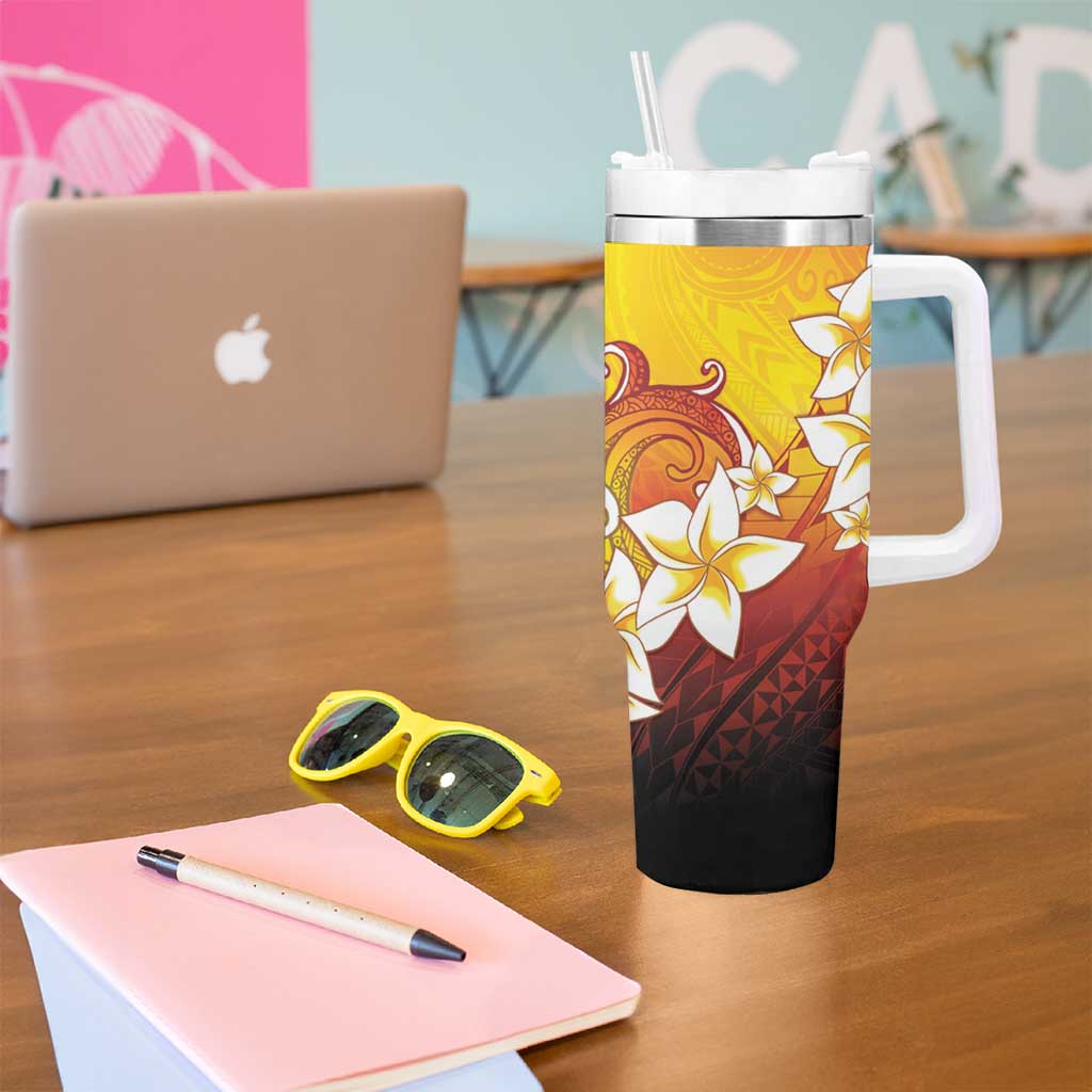 Tahiti Heiva Festival Tumbler With Handle Tahitian Vahine Plumeria Flowers LT05 - Polynesian Pride
