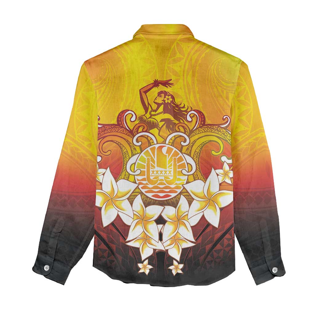 Tahiti Heiva Festival Women Casual Shirt Tahitian Vahine Plumeria Flowers LT05 - Polynesian Pride
