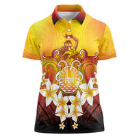 Tahiti Heiva Festival Women Polo Shirt Tahitian Vahine Plumeria Flowers LT05 Female Yellow - Polynesian Pride