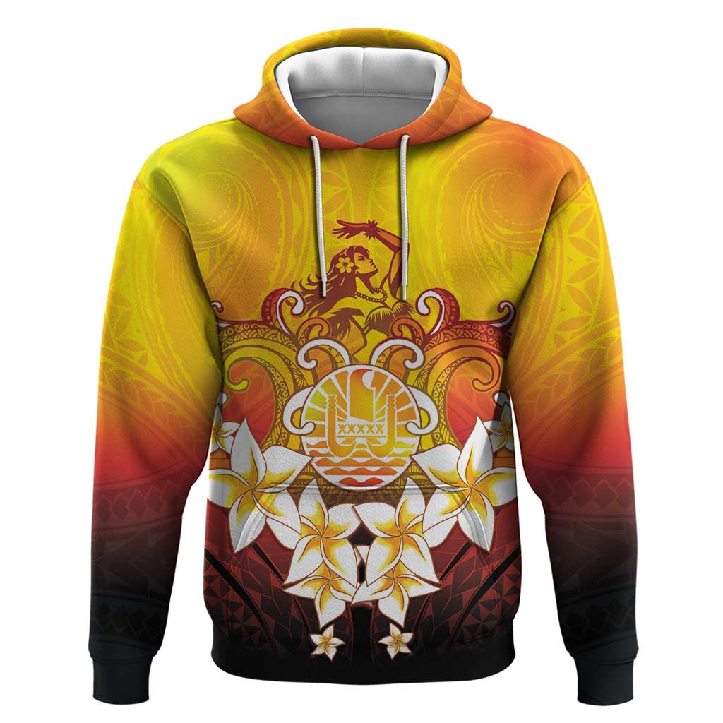 Tahiti Heiva Festival Zip Hoodie Tahitian Vahine Plumeria Flowers LT05 Pullover Hoodie Yellow - Polynesian Pride