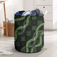 Hawaiian Quilt Laundry Basket Pele Hair Hinahina Lei Black Version