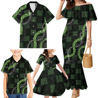 Hawaiian Quilt Family Matching Mermaid Dress and Hawaiian Shirt Pele Hair Hinahina Lei Black Version LT05 - Polynesian Pride