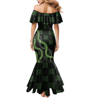 Hawaiian Quilt Family Matching Mermaid Dress and Hawaiian Shirt Pele Hair Hinahina Lei Black Version LT05 - Polynesian Pride
