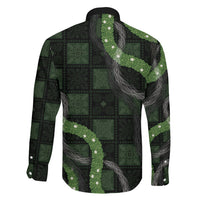 Hawaiian Quilt Family Matching Puletasi and Hawaiian Shirt Pele Hair Hinahina Lei Black Version LT05 - Polynesian Pride