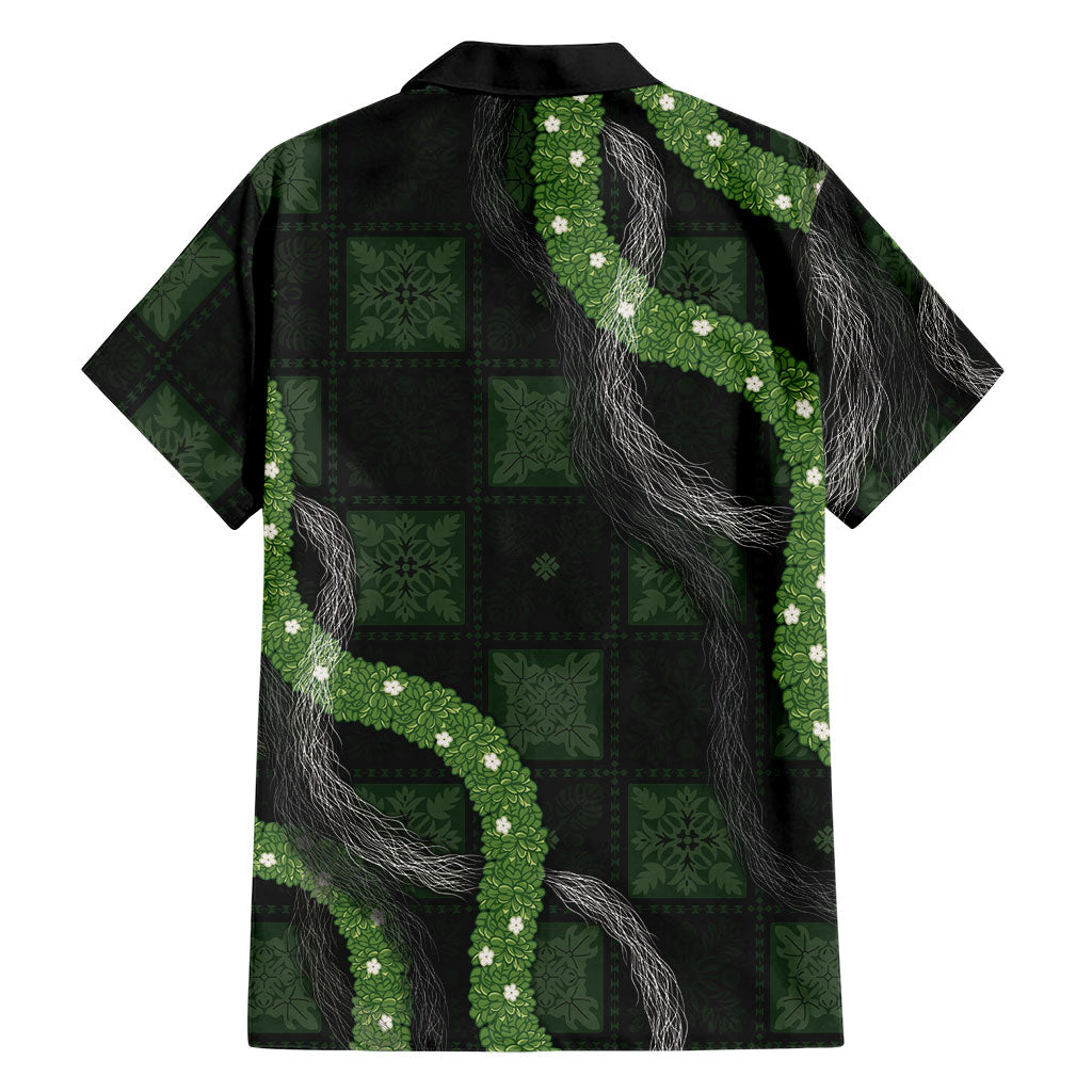 Hawaiian Quilt Family Matching Summer Maxi Dress and Hawaiian Shirt Pele Hair Hinahina Lei Black Version LT05 - Polynesian Pride