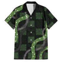 Hawaiian Quilt Family Matching Tank Maxi Dress and Hawaiian Shirt Pele Hair Hinahina Lei Black Version LT05 Dad's Shirt - Short Sleeve Black - Polynesian Pride