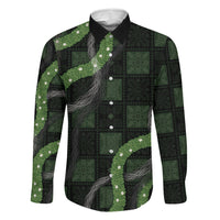 Hawaiian Quilt Family Matching Tank Maxi Dress and Hawaiian Shirt Pele Hair Hinahina Lei Black Version LT05 Dad's Shirt - Long Sleeve Black - Polynesian Pride