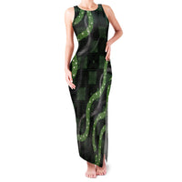 Hawaiian Quilt Family Matching Tank Maxi Dress and Hawaiian Shirt Pele Hair Hinahina Lei Black Version LT05 Mom's Dress Black - Polynesian Pride