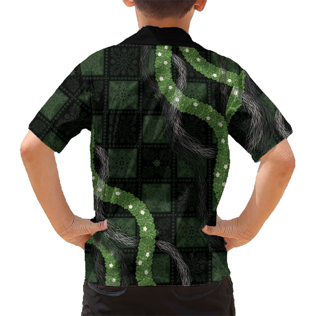 Hawaiian Quilt Hawaiian Shirt Pele Hair Hinahina Lei Black Version
