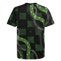 Hawaiian Quilt Rugby Jersey Pele Hair Hinahina Lei Black Version LT05 - Polynesian Pride