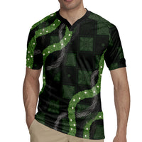 Hawaiian Quilt Rugby Jersey Pele Hair Hinahina Lei Black Version LT05 - Polynesian Pride