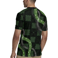 Hawaiian Quilt Rugby Jersey Pele Hair Hinahina Lei Black Version LT05 - Polynesian Pride